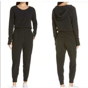 Women's Black Hooded Jumpsuit - Cozy Everyday Style Sz XL